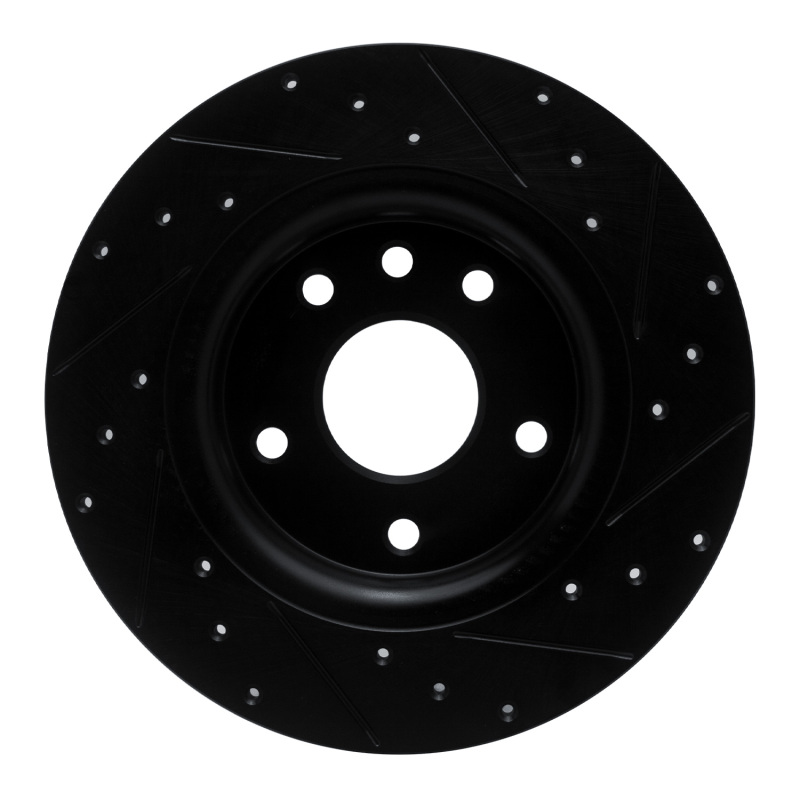 Chrysler Grand Caravan Brake Rotor (1) - Rear Left - R1 Concepts - Drilled & Slotted - Black - `17-`25